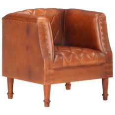 Fauteuil Marron Cuir véritable de chèvre