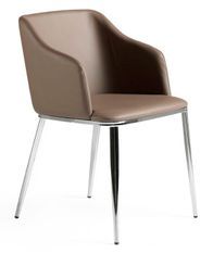 Fauteuil moderne simili et pieds acier chromé Dyana - Lot de 2