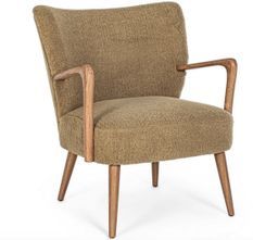 Fauteuil MORITZ – Tissu effet laine & bois massif