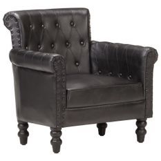 Fauteuil Noir Cuir de chèvre véritable