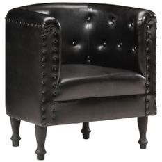 Fauteuil Noir Cuir véritable 8