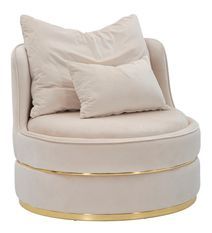 Fauteuil Paris Space crème velours capitonné doré