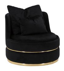 Fauteuil Paris Space noir capitonné doré design