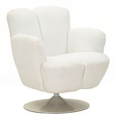 Fauteuil pivotant blanc style rétro 86 x 77 x 92 cm