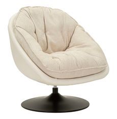 Fauteuil pivotant crème style rétro 78 x 78 x 84 cm