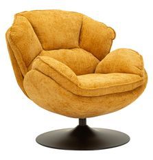Fauteuil pivotant moutarde style rétro 85 x 80 x 81 cm