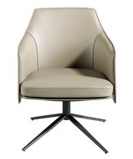 Fauteuil pivotant similicuir beige et pieds en acier Jasmina