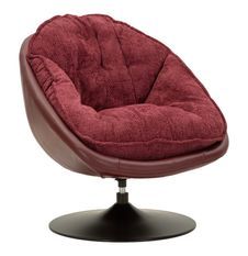 Fauteuil pivotant style rétro bordeaux 78 x 78 x 84 cm