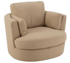 Fauteuil pivotant tissu beige et pied en bois Vida