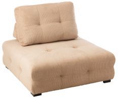 Fauteuil pouf velours beige Thomas