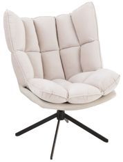 Fauteuil relax coussins sur cadre métal et tissu beige Angie