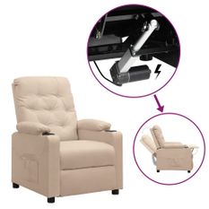 Fauteuil releveur inclinable Crème Tissu 4