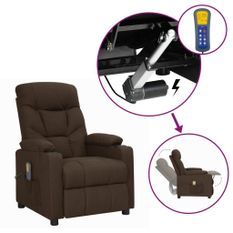 Fauteuil releveur inclinable de massage Marron foncé Tissu 2