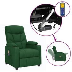 Fauteuil releveur inclinable de massage Vert foncé Tissu 3