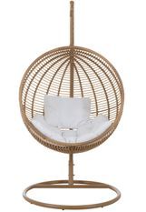 Fauteuil rond suspendu acier effet rotin naturel BINO - L'art de la détente en suspension