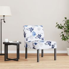 Fauteuil sans accoudoirs bleu tissu avec fleurs