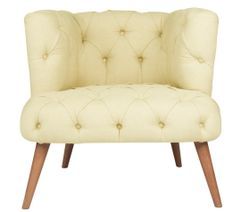 Fauteuil style Chesterfield tissu beige clair Wester 75 cm