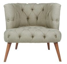 Fauteuil style Chesterfield tissu gris clair Wester 75 cm