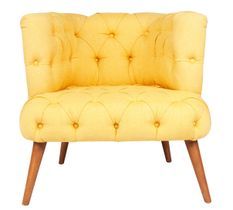 Fauteuil style Chesterfield tissu jaune Wester 75 cm