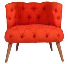 Fauteuil style Chesterfield tissu rouge Wester 75 cm