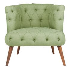 Fauteuil style Chesterfield tissu vert pastel Wester 75 cm