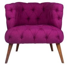 Fauteuil style Chesterfield tissu violet Wester 75 cm