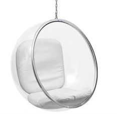 Fauteuil suspendu design BALU – Bulle transparente en plexiglas et assise en similicuir