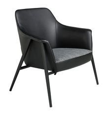 Fauteuil tissu et cuir noir et pieds en acier Rudy