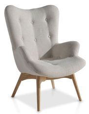 Fauteuil tissu et pieds bois frêne massif Nouma