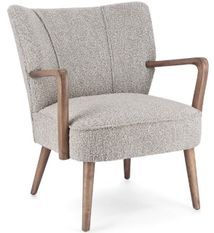 Fauteuil tissu gris effet laine et bois de hévéa Ritaz