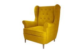 Fauteuil tissu jaune capitonné Lizzi 85 cm