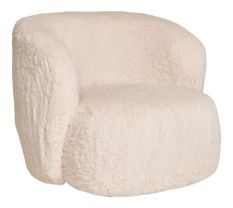 Fauteuil tissu texturé doux crème ANDY – Douceur ronde et design compact