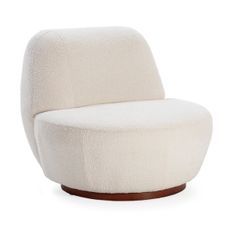 Fauteuil toilé blanc et pieds bois massif Neven