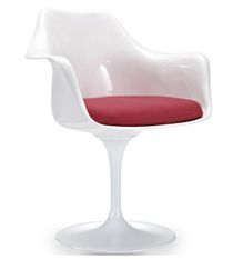 Fauteuil Tulipo pivotant blanc brillant avec coussin - Design haut de gamme