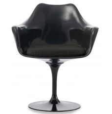 Fauteuil Tulipo pivotant noir brillant avec coussin - Design haut de gamme