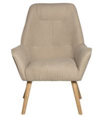 Fauteuil velours avec pieds légèrement en bois naturel Baky