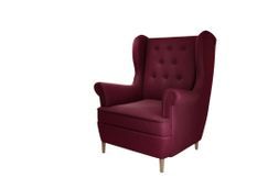 Fauteuil velours bordeaux capitonné Lizzi 85 cm