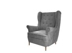 Fauteuil velours gris capitonné Lizzi 85 cm