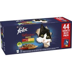 FELIX Tendres Effilés Délicieux Duos en Gelée - Sélection de la Campagne aux Légumes - 44x85 g - Sachets fraîcheur pour chat adulte