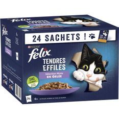 FELIX Tendres Effilés en Gelée Viandes-Poissons - 24 x 85 g - Sachets fraîcheur pour chat adulte