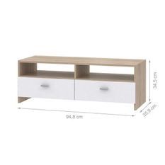 FINLANDEK Meuble TV HELPPO contemporain blanc mat et décor chene - L 95 cm