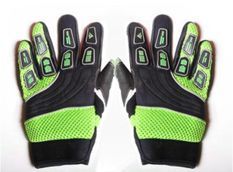 Gants de cross enfant nylon noir et vert