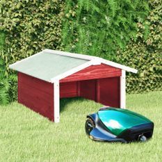 Garage de tondeuse à gazon 72x87x50 cm Rouge et blanc Sapin