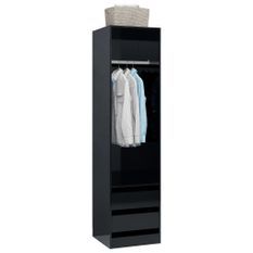 Garde-robe avec tiroirs Noir brillant 50x50x200 cm