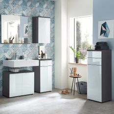 Germania Armoire de lavabo salle de bain GW-Pescara Blanc et graphite