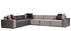 Grand canapé d'angle modulable velours gris Kego L 388 x P 300 cm