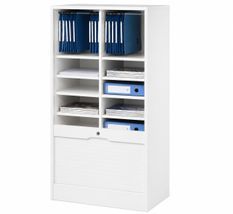 Grand classeur à rideau OFFICE 140 cm – Armoire de bureau large avec double rangement dossiers suspendus