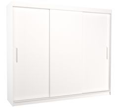 Grande armoire de chambre 3 portes coulissantes blanches Badoz 250 cm