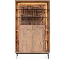 Grande étagère bibliothèque lumineuse MANGAL – Bois massif d'acacia & acier