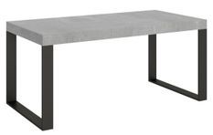 Grande table extensible 180 à 440 cm gris béton et pieds métal anthracite Tiroz